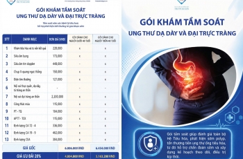 ƯU ĐÃI 20% GÓI TẦM SOÁT UNG THƯ DẠ DÀY – ĐẠI TRỰC TRÀNG, CHỦ ĐỘNG KIỂM TRA SỨC KHỎE TIÊU HÓA